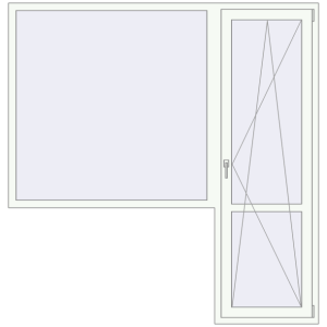 Купити Балконні двері 2030x2100 мм REHAU Euro 70 Білий (RAL 9016) з двох сторін