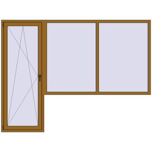 Купити Балконні двері 2800x2100 мм REHAU Euro 70 LIGHT_OAK з двох сторін