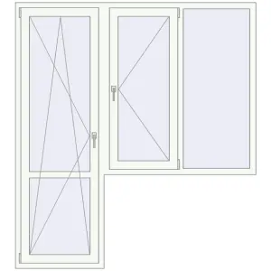 Купити Балконні двері 1900x2100 мм REHAU Euro 70 Білий (RAL 9016) з двох сторін