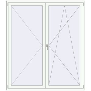 Металопластикові балконні двері 1800x2050 мм Двостулкові (комплектація: За замовчуванням). Вид зсередини Купити Балконні двері 1800x2050 мм REHAU Euro 70 Білий (RAL 9016) з двох сторін