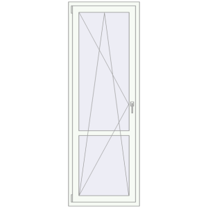 Металопластикові балконні двері 750x2150 мм Одинарні з імпостом (комплектація: За замовчуванням). Вид зсередини Купити Балконні двері 750x2150 мм REHAU Euro 70 Білий (RAL 9016) з двох сторін