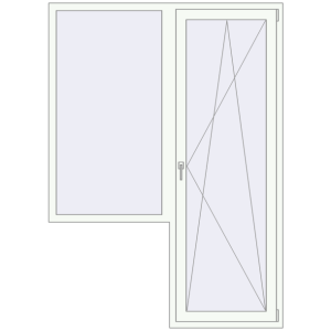 Металопластикові балконні двері 1550x2150 мм з вікном ліворуч (комплектація: Базова). Вид зсередини Купити Балконні двері 1550x2150 мм REHAU Euro 70