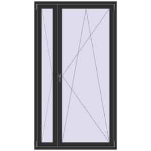Купити Балконні двері 1250x2250 мм REHAU SYNEGO MD ANTHRACITE_GREY_GLATT з двох сторін