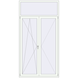 Металопластикові балконні двері 1400x2700 мм Двостулкові з фрамугою (комплектація: Базова). Вид зсередини Купити Балконні двері 1400x2700 мм REHAU SYNEGO MD ANTHRACITE_GREY_STRUKTURAL ззовні