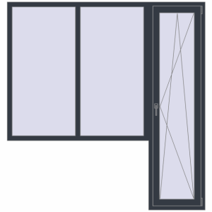 Купити Балконні двері 2000x2100 мм REHAU Euro 70 ANTHRACITE_GREY_STRUKTURAL з двох сторін