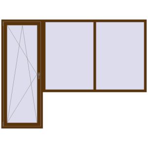 Купити Балконні двері 2800x2100 мм REHAU Euro 60 WALNUT з двох сторін