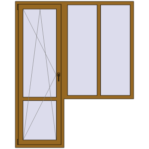 Купити Балконні двері 1700x2100 мм REHAU Euro 70 LIGHT_OAK з двох сторін