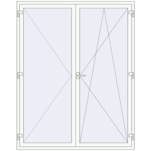 Металопластикові балконні двері 1800x2200 мм Двостулкові (комплектація: За замовчуванням). Вид зсередини Купити Балконні двері 1800x2200 мм REHAU Euro 60 Білий (RAL 9016) з двох сторін