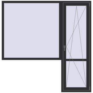 Купити Балконні двері 2030x2070 мм REHAU Euro 60 ANTHRACITE_GREY_GLATT з двох сторін