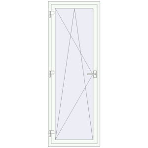 Металопластикові балконні двері 800x2100 мм Одностулкові (комплектація: Базова). Вид зсередини Купити Балконні двері 800x2100 мм REHAU SYNEGO MD Білий (RAL 9016) з двох сторін