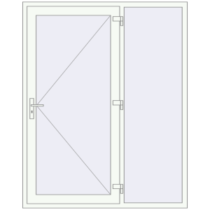 Металопластикові вхідні двері 1600x2000 мм З правою боковиною (комплектація: Оптимальна). Вид ззовні Купити Вхідні двері 1600x2000 мм REHAU Brillant-Design Білий (RAL 9016) з двох сторін