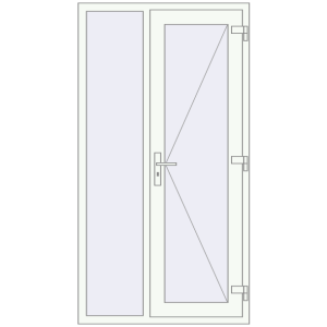 Металопластикові вхідні двері 1040x1950 мм з лівою боковиною (комплектація: Базова). Вид ззовні Купити Вхідні двері 1040x1950 мм REHAU Euro-Design 60 Білий (RAL 9016) з двох сторін