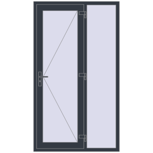 Металопластикові вхідні двері 1200x2100 мм З правою боковиною (комплектація: Преміум). Вид ззовні Купити Вхідні двері 1200x2100 мм REHAU Euro-Design 60 ANTHRACITE_GREY_STRUKTURAL ззовні