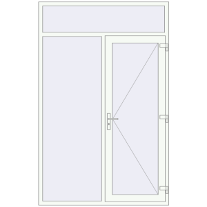 Металопластикові вхідні двері 1600x2500 мм з лівою боковиною та фрамугою (комплектація: За замовчуванням). Вид зсередини Купити Вхідні двері 1600x2500 мм REHAU Euro-Design 60 Білий (RAL 9016) з двох сторін