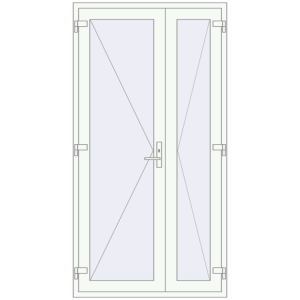 Металопластикові вхідні двері 1200x2300 мм Двостулкові (комплектація: За замовчуванням). Вид ззовні Купити Вхідні двері 1200x2300 мм REHAU Euro-Design 60 Білий (RAL 9016) з двох сторін