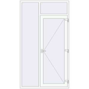 Металопластикові вхідні двері 1400x2500 мм З лівою боковиною та фрамугою (комплектація: Базова). Вид ззовні Купити Вхідні двері 1400x2500 мм REHAU Euro-Design 60 Білий (RAL 9016) з двох сторін