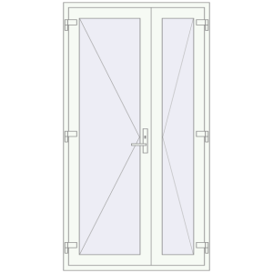 Металопластикові вхідні двері 1200x2200 мм Двостулкові (комплектація: За замовчуванням). Вид ззовні Купити Вхідні двері 1200x2200 мм REHAU Euro-Design 60 Білий (RAL 9016) з двох сторін