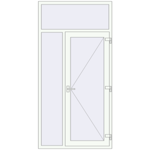 Металопластикові вхідні двері 1200x2400 мм З лівою боковиною та фрамугою (комплектація: За замовчуванням). Вид зсередини Купити Вхідні двері 1200x2400 мм REHAU Brillant-Design Білий (RAL 9016) з двох сторін