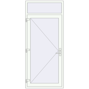 Металопластикові вхідні двері 1000x2300 мм з фрамугою (комплектація: За замовчуванням). Вид зсередини Купити Вхідні двері 1000x2300 мм REHAU Brillant-Design Білий (RAL 9016) з двох сторін