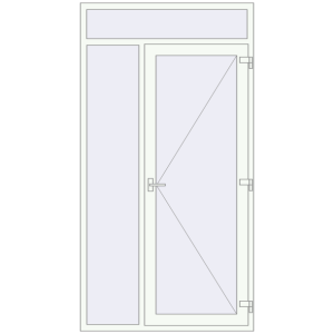 Металопластикові вхідні двері 1340x2530 мм з лівою боковиною та фрамугою (комплектація: За замовчуванням). Вид зсередини Купити Вхідні двері 1340x2530 мм REHAU Euro-Design 60 Білий (RAL 9016) з двох сторін
