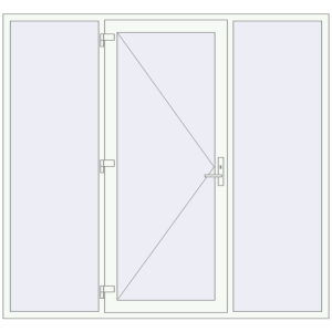 Металопластикові вхідні двері 2300x2150 мм з двома боковинами (комплектація: Базова). Вид ззовні Купити Вхідні двері 2300x2150 мм REHAU SYNEGO Білий (RAL 9016) з двох сторін