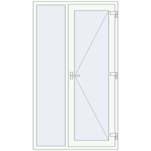 Металопластикові вхідні двері 1200x2100 мм З лівою боковиною (комплектація: Базова). Вид зсередини Купити Вхідні двері 1200x2100 мм REHAU Euro-Design 60 Білий (RAL 9016) з двох сторін
