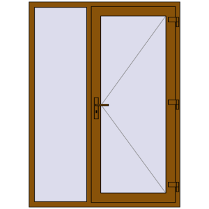 Металопластикові вхідні двері 1400x1900 мм З лівою боковиною (комплектація: Преміум). Вид ззовні Купити Вхідні двері 1400x1900 мм REHAU Brillant-Design GOLDEN OAK ззовні