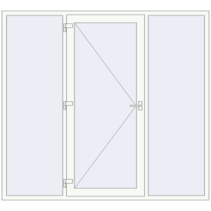 Металопластикові вхідні двері 2300x2100 мм З двома боковинами (комплектація: Оптимальна). Вид ззовні Купити Вхідні двері 2300x2100 мм REHAU Brillant-Design Білий (RAL 9016) з двох сторін