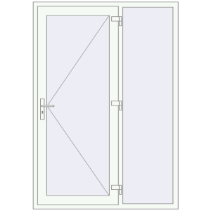 Металопластикові вхідні двері 1400x2000 мм З правою боковиною (комплектація: Оптимальна). Вид ззовні Купити Вхідні двері 1400x2000 мм REHAU Euro-Design 60 Білий (RAL 9016) з двох сторін