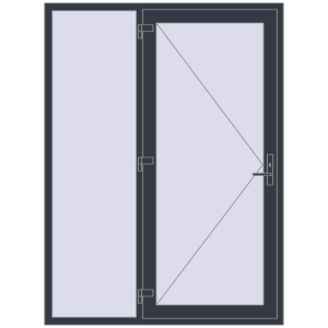 Металопластикові вхідні двері 1560x2100 мм з лівою боковиною (комплектація: Преміум). Вид ззовні Купити Вхідні двері 1560x2100 мм REHAU Euro-Design 60 ANTHRACITE_GREY_STRUKTURAL ззовні