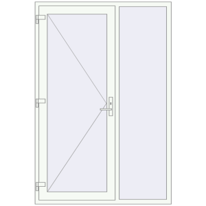 Металопластикові вхідні двері 1450x2150 мм З правою боковиною (комплектація: Оптимальна). Вид ззовні Купити Вхідні двері 1450x2150 мм REHAU Euro-Design 60 Білий (RAL 9016) з двох сторін
