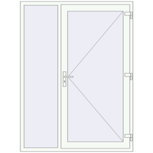 Металопластикові вхідні двері 1500x2000 мм З лівою боковиною (комплектація: За замовчуванням). Вид зсередини Купити Вхідні двері 1500x2000 мм REHAU Euro-Design 60 Білий (RAL 9016) з двох сторін