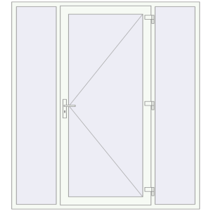 Металопластикові вхідні двері 2000x2200 мм з двома боковинами (комплектація: За замовчуванням). Вид зсередини Купити Вхідні двері 2000x2200 мм REHAU Euro-Design 60 Білий (RAL 9016) з двох сторін