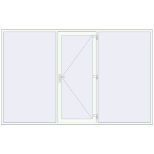 Металопластикові вхідні двері 3500x2200 мм З двома боковинами (комплектація: За замовчуванням). Вид зсередини Купити Вхідні двері 3500x2200 мм REHAU Euro-Design 60 Білий (RAL 9016) з двох сторін