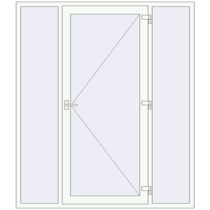 Металопластикові вхідні двері 1900x2200 мм З двома боковинами (комплектація: За замовчуванням). Вид зсередини Купити Вхідні двері 1900x2200 мм REHAU Brillant-Design Білий (RAL 9016) з двох сторін
