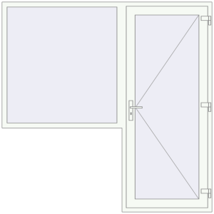 Металопластикові вхідні двері 2100x2100 мм З двома боковинами та фрамугою (комплектація: Преміум). Вид ззовні Купити Вхідні двері 2100x2100 мм REHAU Brillant-Design Білий (RAL 9016) з двох сторін