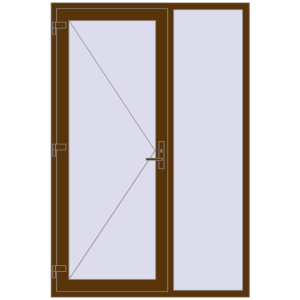 Металопластикові вхідні двері 1450x2150 мм З правою боковиною (комплектація: Оптимальна). Вид ззовні Купити Вхідні двері 1450x2150 мм REHAU Euro-Design 60 WALNUT ззовні