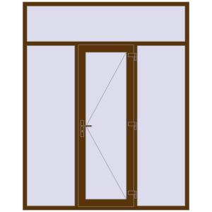 Металопластикові вхідні двері 2000x2500 мм з двома боковинами та фрамугою (комплектація: За замовчуванням). Вид зсередини Купити Вхідні двері 2000x2500 мм REHAU Brillant-Design
