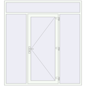 Металопластикові вхідні двері 2200x2400 мм З двома боковинами та фрамугою (комплектація: За замовчуванням). Вид зсередини Купити Вхідні двері 2200x2400 мм REHAU Brillant-Design Білий (RAL 9016) з двох сторін