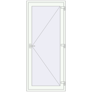 Металопластикові вхідні двері 1000x2160 мм Одностулкові (комплектація: За замовчуванням). Вид зсередини Купити Вхідні двері 1000x2160 мм REHAU SYNEGO Білий (RAL 9016) з двох сторін