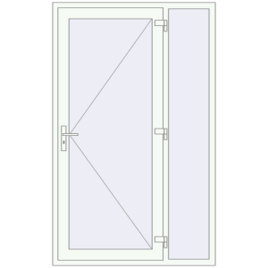 Металопластикові вхідні двері 1300x2100 мм З правою боковиною (комплектація: Базова). Вид ззовні Купити Вхідні двері 1300x2100 мм REHAU Euro-Design 60 Білий (RAL 9016) з двох сторін