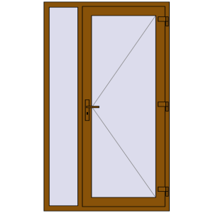 Металопластикові вхідні двері 1200x2000 мм З лівою боковиною (комплектація: Оптимальна). Вид ззовні Купити Вхідні двері 1200x2000 мм REHAU Brillant-Design GOLDEN OAK ззовні