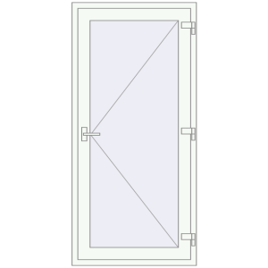 Металопластикові вхідні двері 900x1900 мм Одностулкові (комплектація: Базова). Вид ззовні Купити Вхідні двері 900x1900 мм REHAU Euro-Design 60 Білий (RAL 9016) з двох сторін