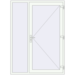 Металопластикові вхідні двері 1500x2050 мм З лівою боковиною (комплектація: Преміум). Вид ззовні Купити Вхідні двері 1500x2050 мм REHAU Brillant-Design Білий (RAL 9016) з двох сторін