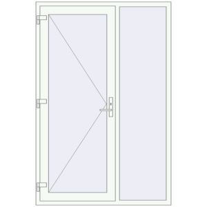 Металопластикові вхідні двері 1400x2100 мм З правою боковиною (комплектація: Базова). Вид ззовні Купити Вхідні двері 1400x2100 мм REHAU Euro-Design 60 Білий (RAL 9016) з двох сторін