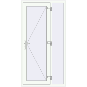 Металопластикові вхідні двері 1050x2000 мм З правою боковиною (комплектація: Преміум). Вид ззовні Купити Вхідні двері 1050x2000 мм REHAU Euro-Design 60 Білий (RAL 9016) з двох сторін