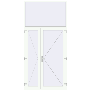 Металопластикові вхідні двері 1470x3050 мм з фрамугою (комплектація: Преміум). Вид зсередини Купити Вхідні двері 1470x3050 мм REHAU Euro-Design 60 Білий (RAL 9016) з двох сторін