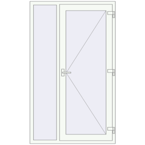Металопластикові вхідні двері 1200x2000 мм з лівою боковиною (комплектація: За замовчуванням). Вид зсередини Купити Вхідні двері 1200x2000 мм REHAU Euro-Design 60 Білий (RAL 9016) з двох сторін