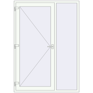 Металопластикові вхідні двері 1500x2100 мм З правою боковиною (комплектація: За замовчуванням). Вид зсередини Купити Вхідні двері 1500x2100 мм REHAU SYNEGO Білий (RAL 9016) з двох сторін