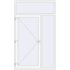 Металопластикові вхідні двері 1500x2500 мм з правою боковиною та фрамугою (комплектація: За замовчуванням). Вид зсередини Купити Вхідні двері 1500x2500 мм REHAU Euro-Design 60 Білий (RAL 9016) з двох сторін